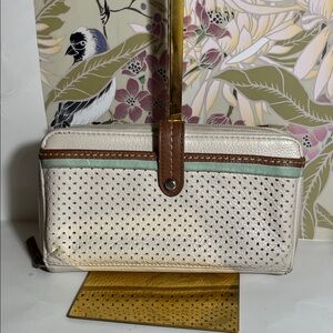 The Sak Cream and Brown Perforated Wallet